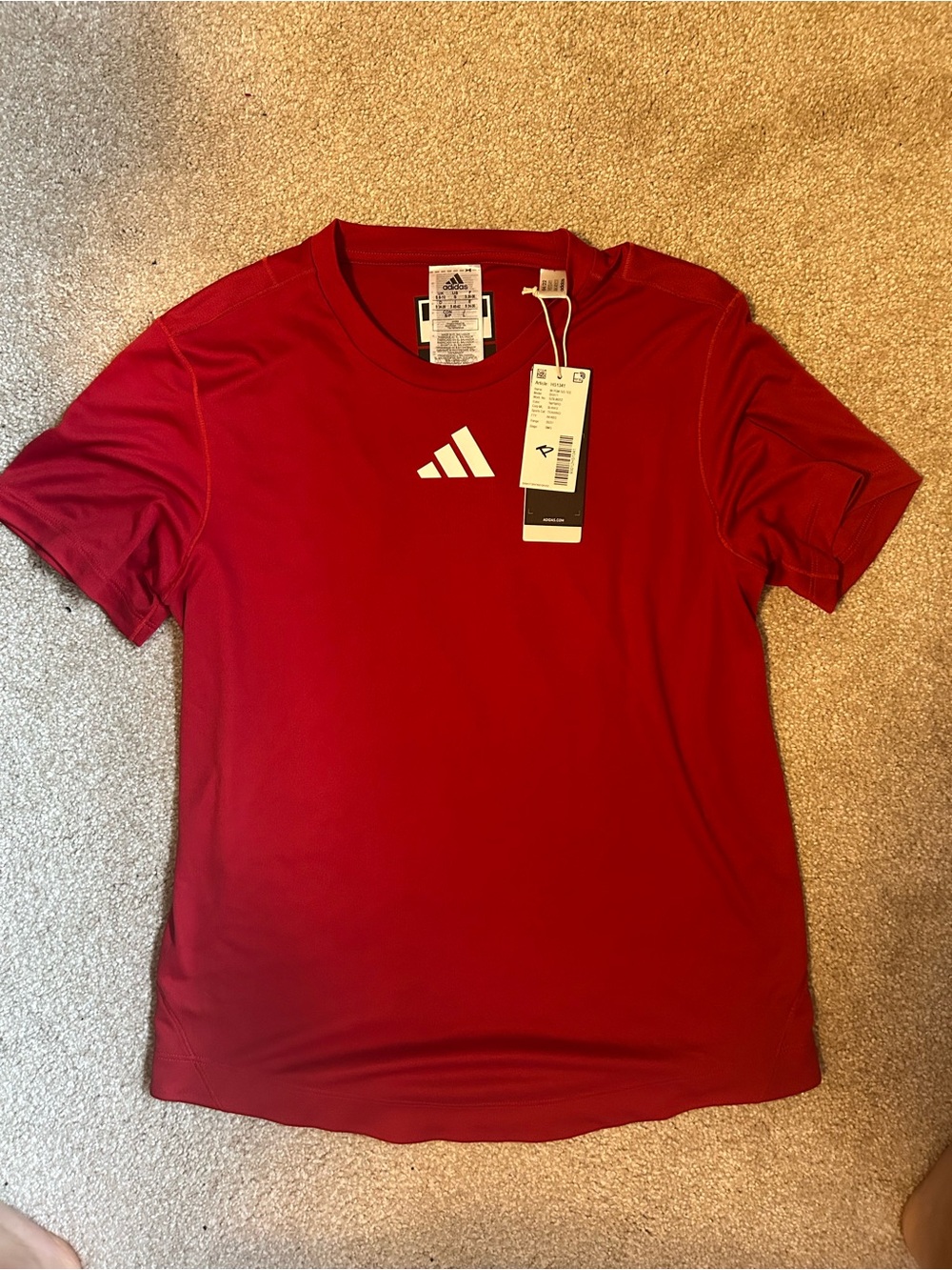 adidas Women’s Red Athletic Tee with White Logo